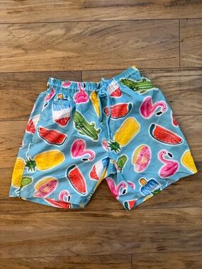 Free Planet Light Blue Swim Trunks with Bright Tropical Print